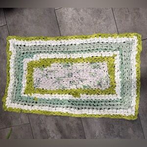 Handmade crocheted rag rug bathroom mat 18x29” rectangular